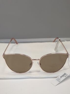 Women's Rose Gold Cat-Eye Sunglasses with Brown Lenses